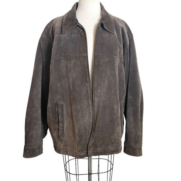 Knightsbridge XL brown suede bomber jacket with silky brown quilted lining - Picture 1 of 9